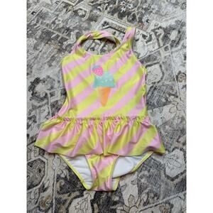 EUC H&M Girl Ice Cream Swimsuit 1pc Summer Beach Sz 6/7